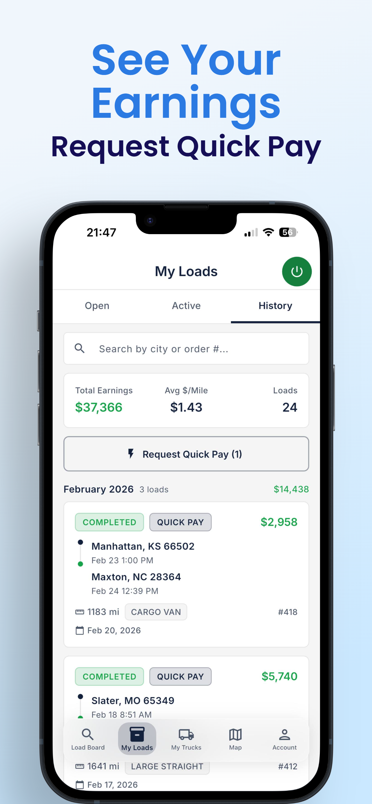 Earnings and loads